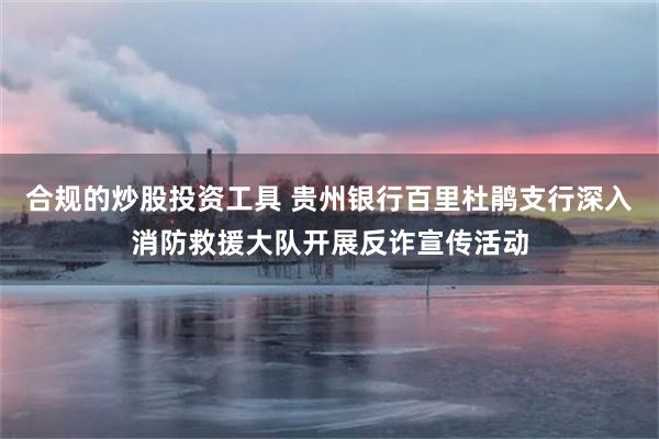 合规的炒股投资工具 贵州银行百里杜鹃支行深入消防救援大队开展反诈宣传活动