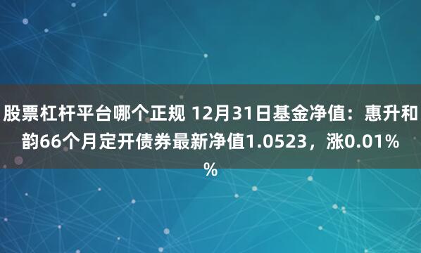 股票杠杆平台哪个正规 12月31日基金净值：惠升和韵66个月定开债券最新净值1.0523，涨0.01%