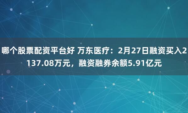 哪个股票配资平台好 万东医疗：2月27日融资买入2137.08万元，融资融券余额5.91亿元